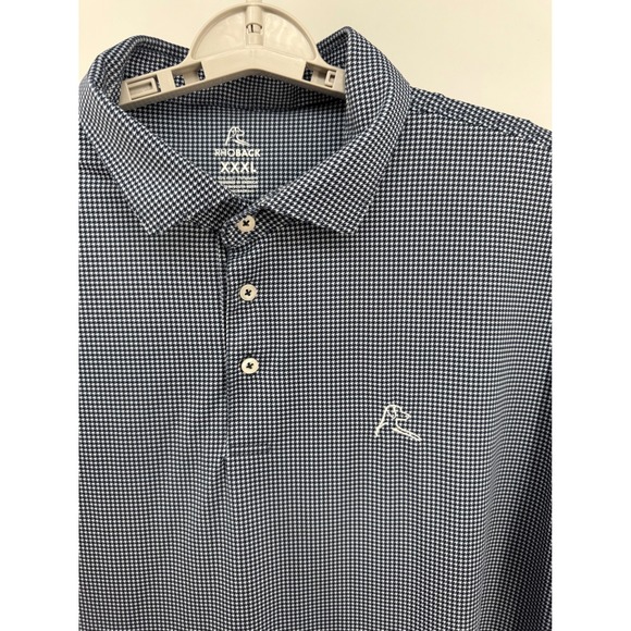 RHOBACK Mens XXXL Golf Polo Shirt Performance Houndstooth Short Sleeve Navy - Picture 2 of 6